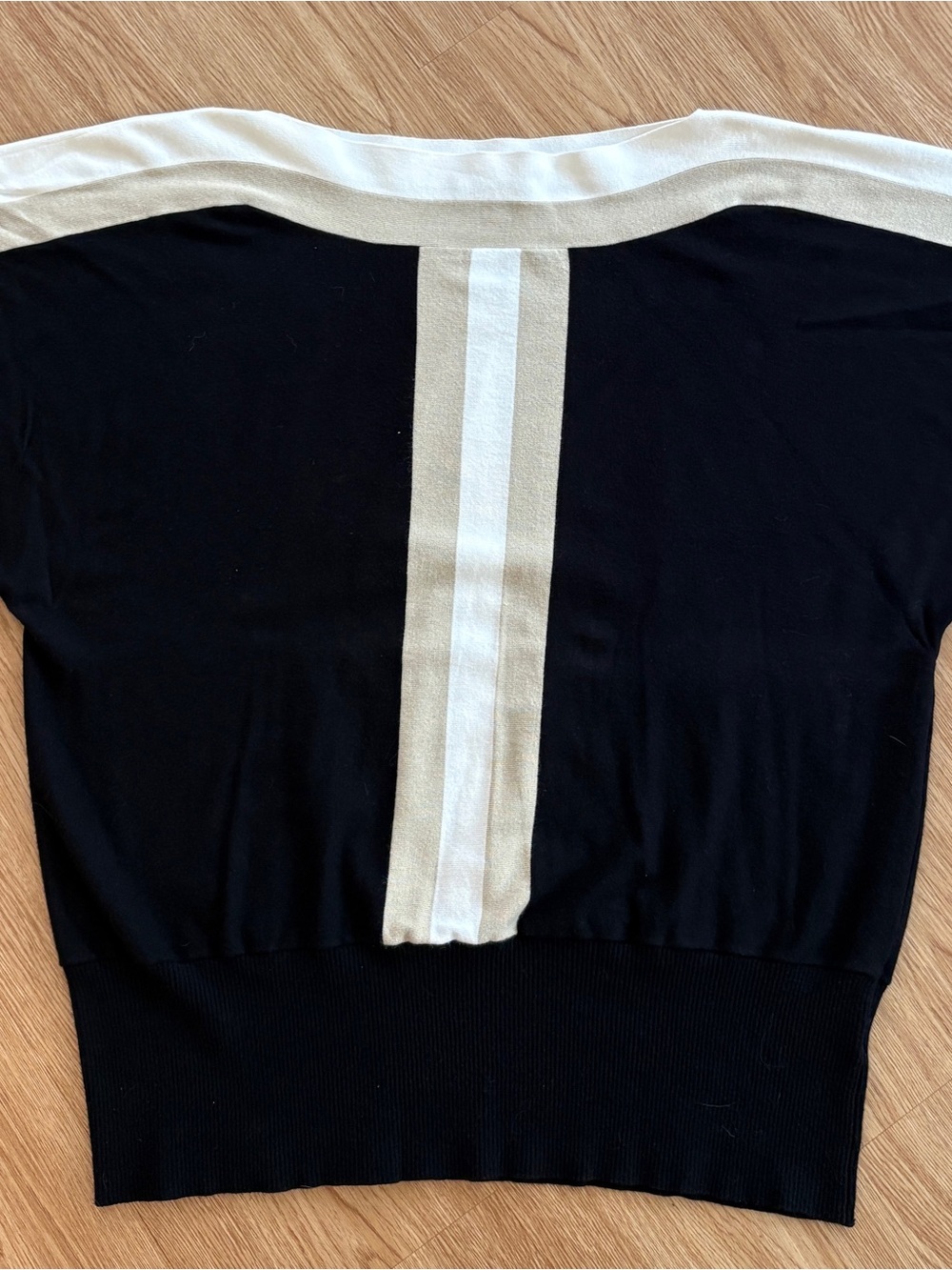 Cable & Gauge Black Top with Cream and White Center Stripe